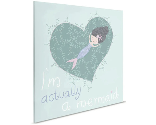 Plátno s mořskou pannou v designu srdce a textem Jsem vlastně mořská panna