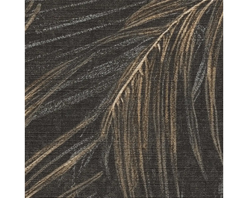 Detail tmavé strukturované tapety s rostlinným motivem