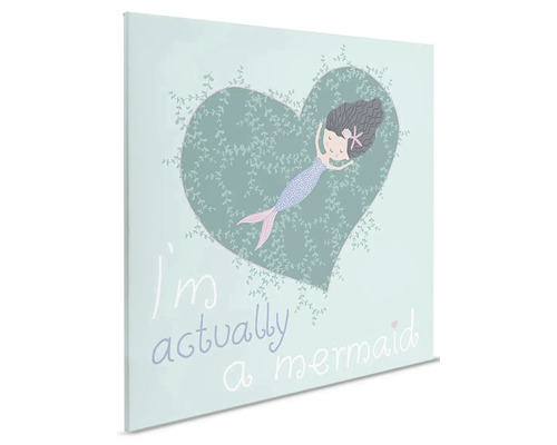 Plátno s motivem mořské panny v srdíčku a nápisem Já jsem vlastně mořská panna.