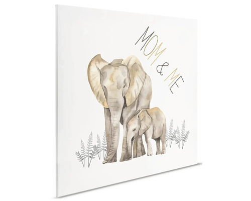 Plátno s motivem sloní matky a mláděte a nápisem ''Mom & Me''