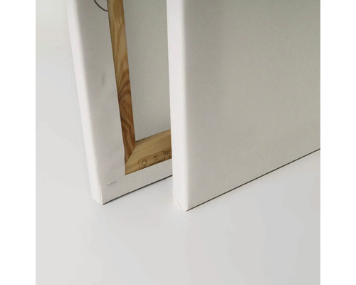 Detailní záběr dvou malířských pláten s dřevěným rámem