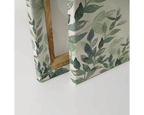 Plátno s motivem listů a dřevěným rámem