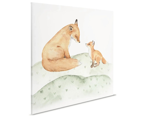 Plátno s matkou a liščetem na kopcích