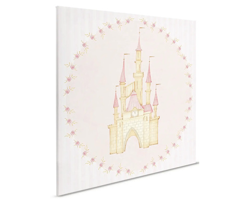 Plátno s motivem zámku a květinovým rámem