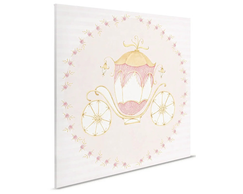 Plátno s pohádkovým kočárem a motivem růží pro dětský pokoj