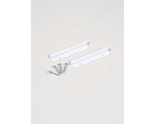 Dva bílé nástěnné držáky se šrouby