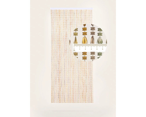 Dekorativní dveřní závěs s ozdobnými korálky a centimetrovým ukazatelem pro detailní zobrazení