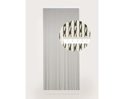 Dekorační závěs s vlákny s detailním pohledem a měřicí stupnicí