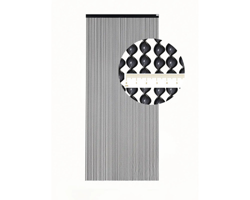 Korálkový závěs se spirálovými prvky jako dveřní závěs nebo dělič místností