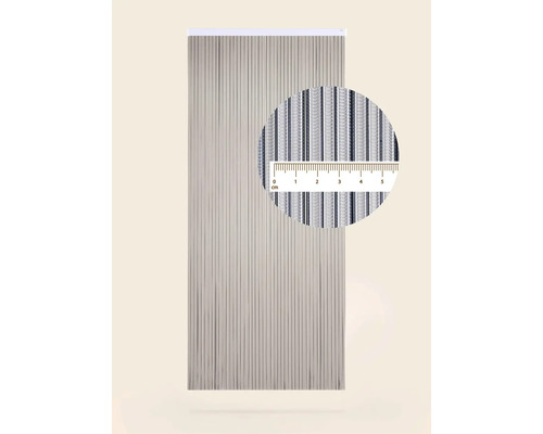 Dekorativní provázkový závěs se zobrazenou stupnicí pro ilustraci tloušťky materiálu