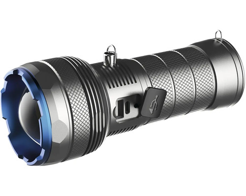 Stříbrná kapesní svítilna s USB portem