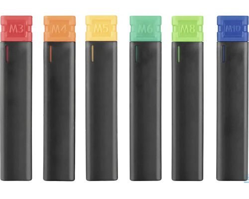 Šest metrických závitníků různých velikostí