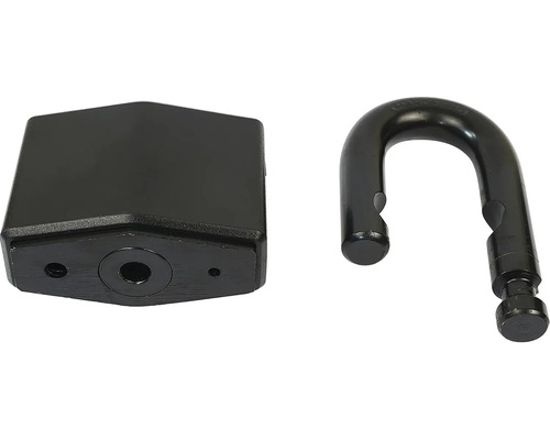 Černý visací zámek s otevřeným třmenem