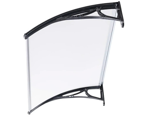 Dveřní stříška s průhledným krytem a tmavým rámem