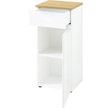 Bílá koupelnová skříňka se zásuvkou a dvířky