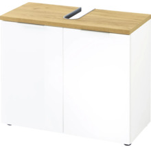 Skříňka pod umyvadlo se dvěma dvířky a dřevěnou pracovní deskou