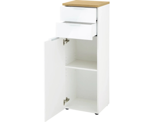 Koupelnová skříňka se dvěma zásuvkami, jednou přihrádkou a otevřenými dvířky