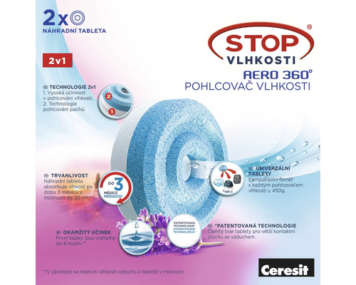 Ceresit Stop Vlhkosti Aero 360 stupňů náhradní tablety, 2 kusy