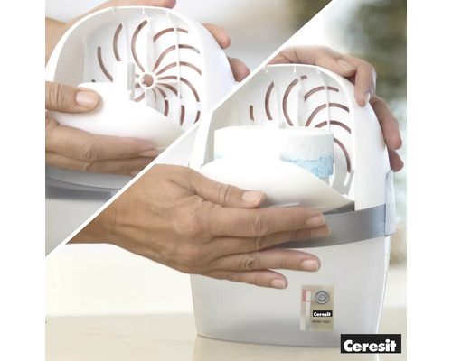 Otevírá se odvlhčovač vzduchu Ceresit AERO 360