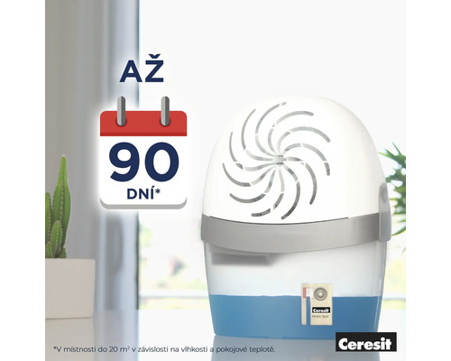 Odvlhčovač vzduchu Ceresit s kalendářem pro až 90 dní používání