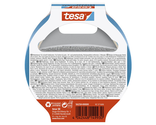 Tesa maskovací páska, ostré okraje barvy, odolná vůči UV záření a vodě, odstranění bez zbytků