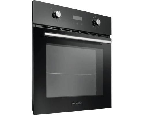 Vestavná trouba se skleněnými dvířky a ovládacími knoflíky