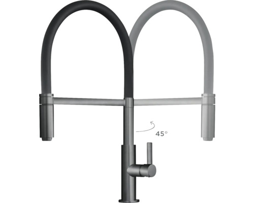 Kuchyňská baterie s otočným výtokem, který lze otočit o 45 stupňů