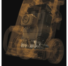 Vnitřní pohled na tlakovou myčku s kolečky