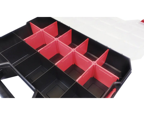 Otevřený box na nářadí s přihrádkami a vložkami