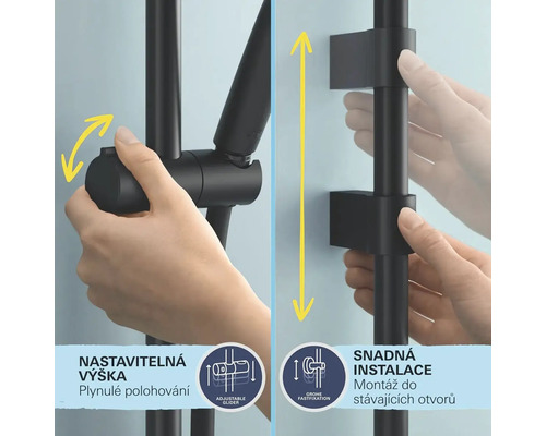 Nastavitelná sprchová tyč s jednoduchou instalací