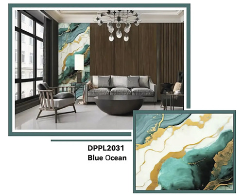 Obývací pokoj s ozdobným panelem DPPL2031 Blue Ocean na zdi