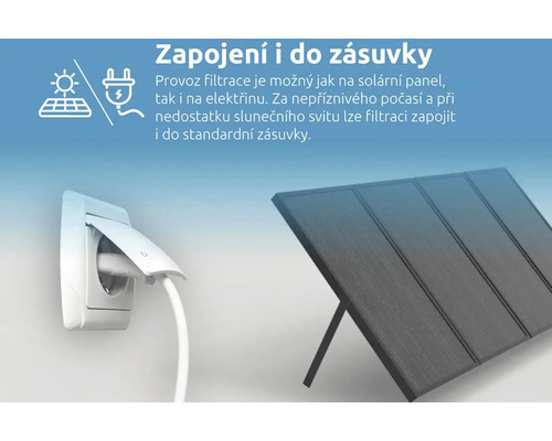 Solární panel a zásuvka pro napájení