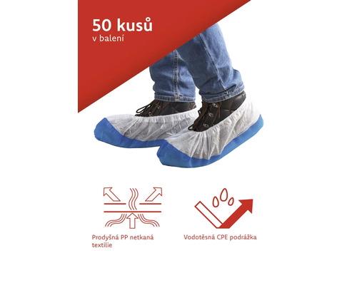 Návleky na boty z polypropylenu a polyetylenu, prodyšné a vodotěsné, pro ochranu obuvi.