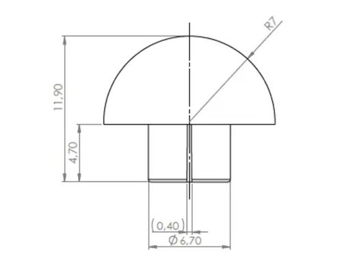 Technický nákres nábytkového knoflíku s rozměry