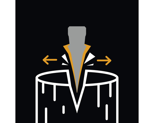 Symbol pro štípání dřeva s klínovým efektem