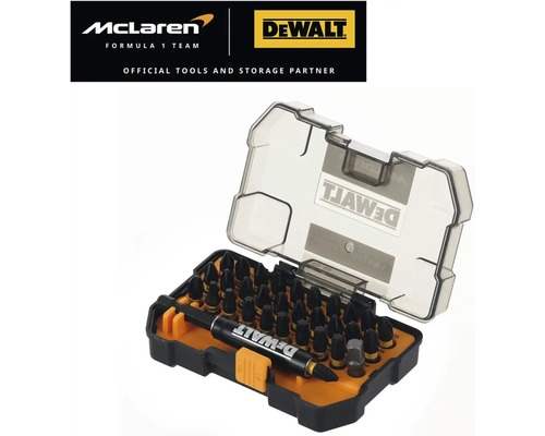 Sada bitů DeWalt s držákem v otevřené krabici