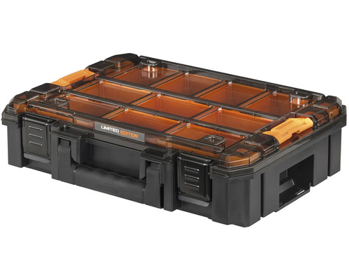 Kufrík na nářadí s průhledným víkem a přihrádkami pro uložení nářadí