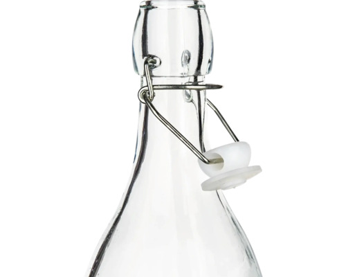 Detailní pohled na skleněnou láhev s drátěným uzávěrem