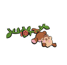 Dekorace s opicí, beruškou a větví listů