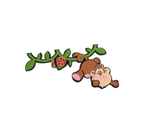 Dekorace s opicí, beruškou a větví listů