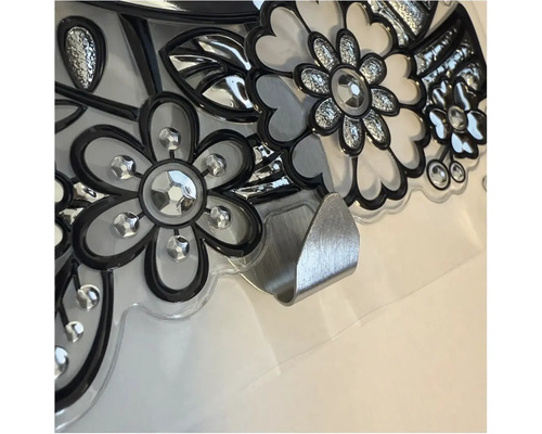 Nástěnný háček s květinovým designem a stříbrným hákem