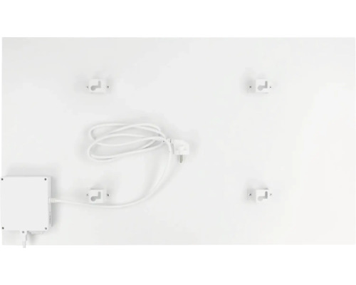 Zadní strana topné desky s připojovací krabicí, kabelem a nástěnnými držáky