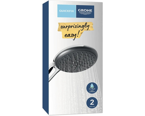 Ruční sprcha Grohe se dvěma druhy proudu a funkcí úspory vody v obalu produktu