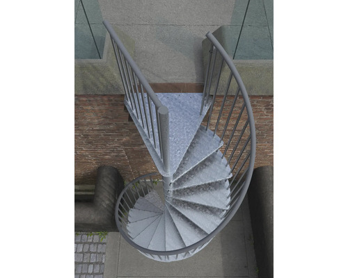 Kovové točité schodiště shora