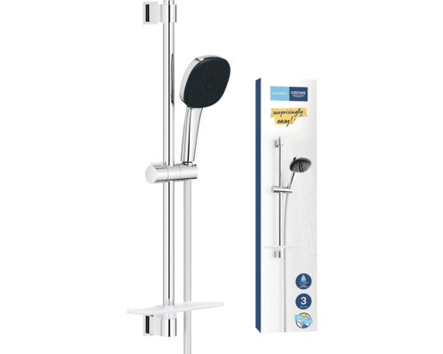 Sprchová tyč s ruční sprchou a poličkou