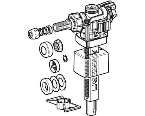 Napouštěcí ventil Geberit s jednotlivými díly