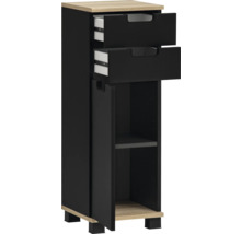 Úzký koupelnový nábytek se dvěma zásuvkami a otevřenou přihrádkou