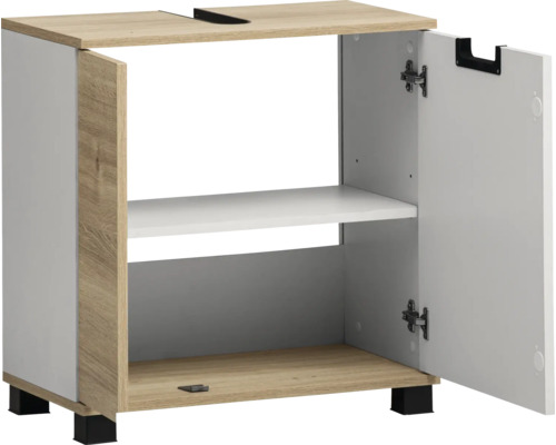 Skříňka pod umyvadlo s jedněmi dvířky a otevřenou přihrádkou