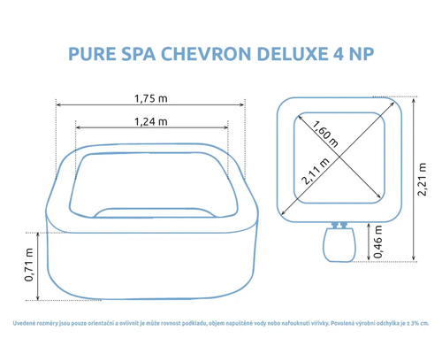 Rozměry bazénu Pure Spa Chevron Deluxe 4 NP
