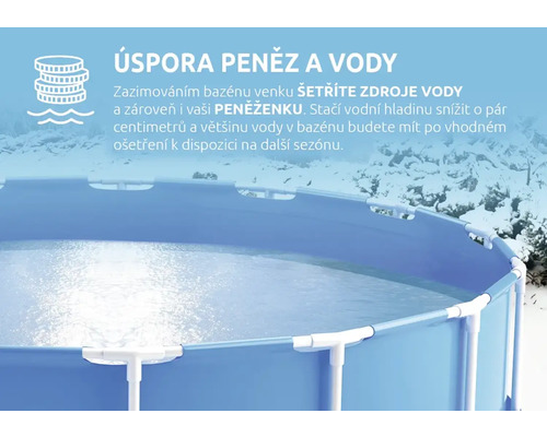 Venkovní bazén pro zazimování, úspora vody